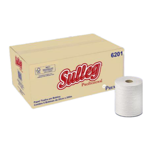 Papel Toalha Bobina Premium Folha Simples 6x200m